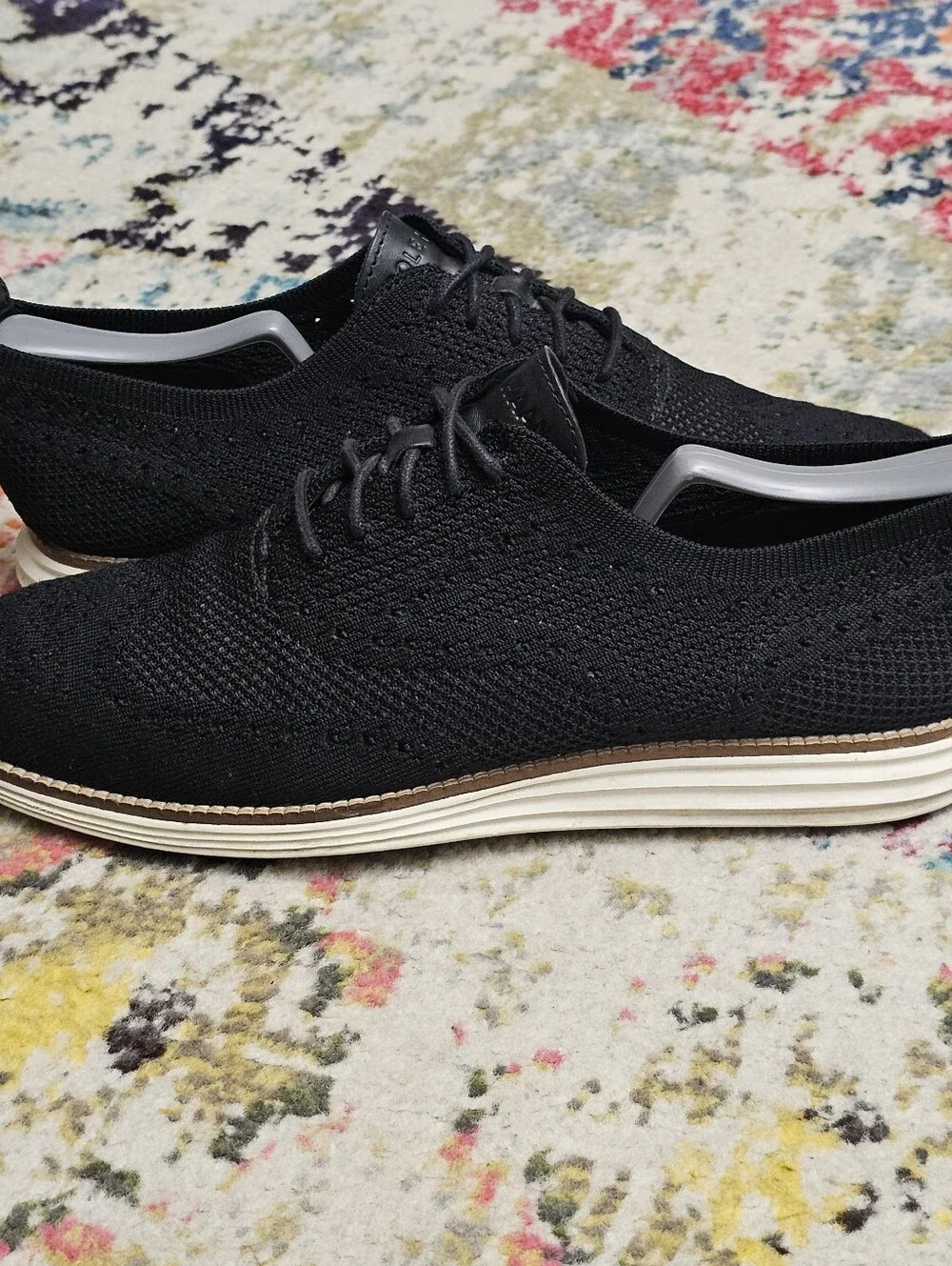 Cole Haan Mens 9.5 M Original Grand Knit Wingtip II Black Ivory Shoes C27959